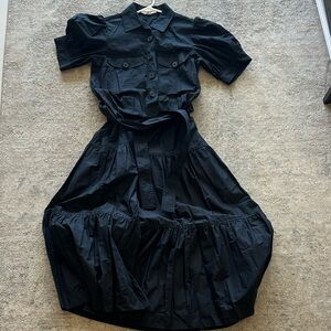 10 Crosby Derek Lam Black Midi Dress with Belt